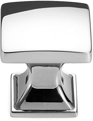 KOOFIZO Curved Square Top Cabinet Knobs - Polished Chrome Pull Handles (25mm /1 Inch), 10-Pack for Kitchen Cupboard Door, Bedroom Dresser Drawer, Bathroom Wardrobe Hardware