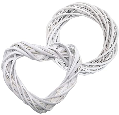 Zasvec Coeur a Suspendre 2 Pièces Objets Décoratifs en Forme de Cœur et Rond Couronne en Osier Forme de Cœur à Suspendre Cœurs Décoratifs Rotin Suspendus pour Décoration de Mariage Fête