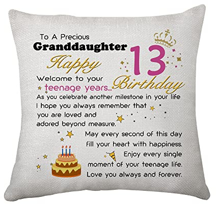 Hasodeo Granddaughter 13th Birthday Gifts: Cushion Cover Gifts for Granddaughter from Grandma