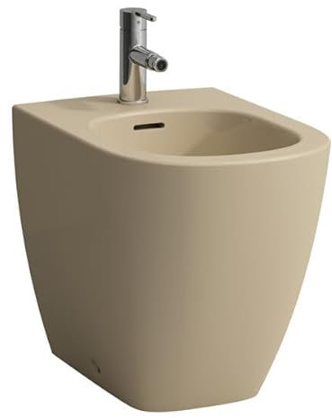 LAUFEN Lua Standbidet, mit Überlauf, 1 Hahnloch, 360x520mm, Eckventile innenliegend, H8320810183021, Farbe: Bahamabeige