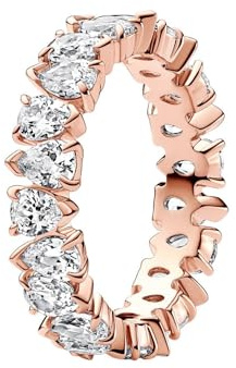 Pandora Timeless 14k Rose gold-plated eternity ring with clear cubic zirconia, 50
