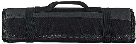 JIVIMOCO Sac à couteaux chef, rouleau à couteaux avec 2 sangles élastiques, sac professionnel pour chef, peut contenir jusqu'à 22 couteaux, noir, 58 x 35 cm, Noir