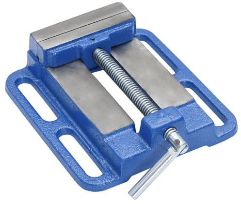 vidaXL Étau pour Perceuse à Colonne, Étau d'Établi, Outils de Travail, Pince à Serrage, Étau de Serrage, Pince de Perceuse, Bleu 100 mm Fonte