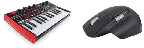 AKAI Professional MPK Mini Play MK3 - MIDI Keyboard Controller mit eingebautem Lautsprecher und Sounds & Logitech MX Master 3S – kabellose Performance-Maus mit ultraschnellem Scrollen