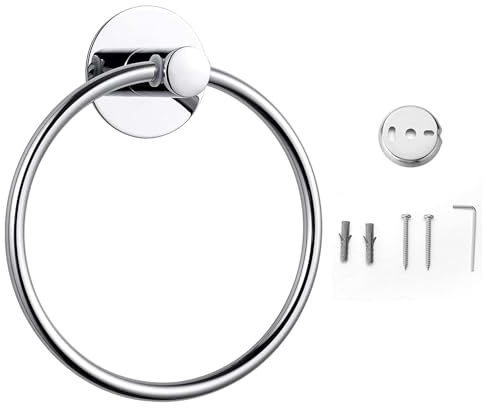 Porte Serviette, Acier Inoxydable Anneau Porte-Serviette, Porte-Serviettes Mural en Acier Inoxydable de 16 cm, idéal pour Salle de Bains, Cuisine, Chambre, etc.(Argent)