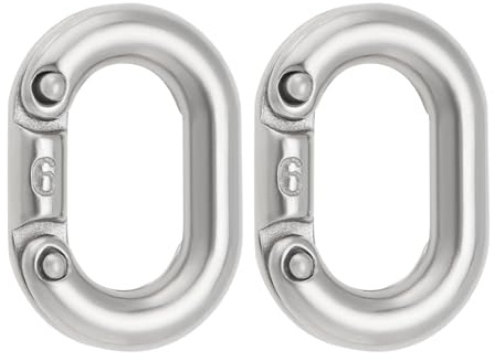 LT Easiyl 2 Piezas 6mm Acero Inoxidable 316 Eslabones Cadena Conexión Divididos Conector Eslabón Cadena Resistente para Conexión Cadena 22x12mm Plata