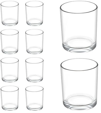 Dokeno 10 Pièces Bougeoirs Votifs en Verre Transparent, 95ml Supports pour Bougies Chauffe-Plat, Photophore Rond en Verre Transparent pour Fêtes, Mariage, Événements, Noël, Anniversaire