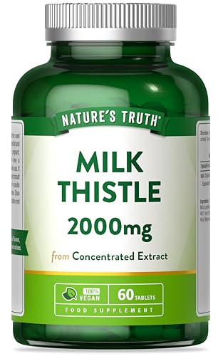 Milk Thistle High Strength Tablets 2000mg | 40:1 Seed Extract Supplement | 2 Months Supply | Silybum Marianum | 60 Vegan Tablets | Nature's Truth