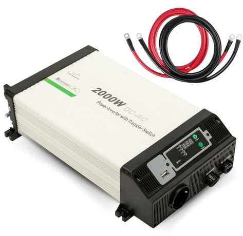 Moscatelli Inverter 12V 220V Onda Pura 2000W con Display Staccabile – Ideale per Camper, Barca, Baite e Off-Grid – Inverter Fotovoltaico con Funzione Bypass Intelligente e Uscita Schuko