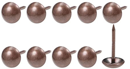 QUARKZMAN Puntine Tappezzeria Chiodi (9x17x3mm) 100pz Ferro Rotondo Punti a Pressione - per Costruzione Casa Cucina Mobili Rame Tonalità