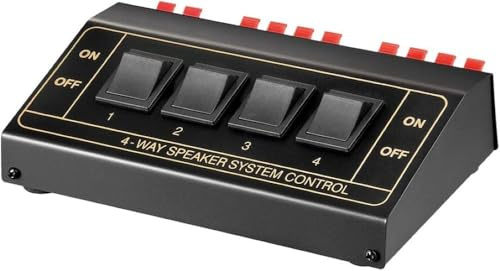Goobay 11934 Speaker Switchbox, Per collegare fino a 4 coppie di diffusori, nero