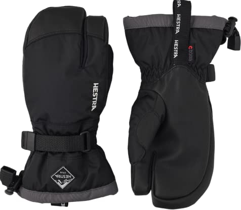 Hestra Gauntlet CZone Junior Handschuh – wasserdicht, isolierter 3-Finger-Schneehandschuh für Winter, Skifahren, Spielen im Schnee für Kinder und Jugendliche – Schwarz/Graphit – 5