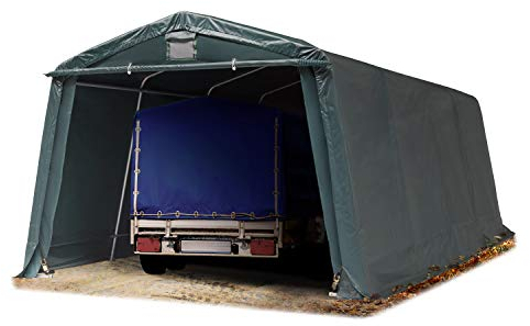 Zeltgarage 3,3 x 6,2 m Premium Carport PVC 500 N Plane Unterstand Lagerzelt Garage in dunkelgrün