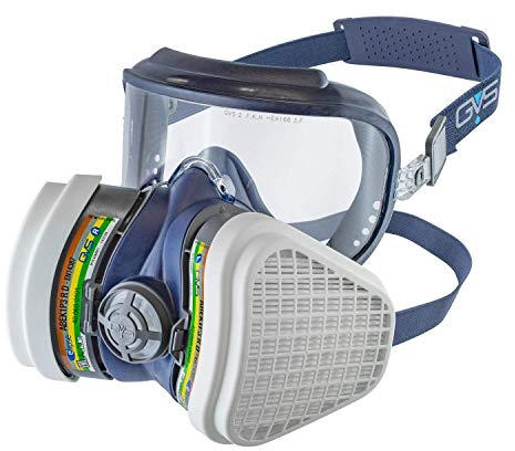 GVS SPR534 Elipse Integra Maschera con filtri ABEK1P3 per Gas, Vapori, Acidi, Ammoniaca e Polveri, S/M, Blu