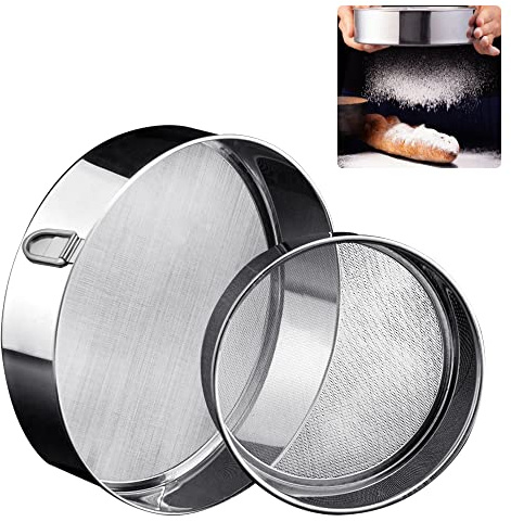 GIRAFEDA 2 Pezzi Setaccio Farina 15cm/20cm Setaccio da Cucina in Acciaio Inossidabile Facile da Pulire rete per Setaccio Farina Rotondo per Farina per Cottura a Maglia Fine