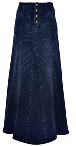 CHARTOU Falda de Mezclilla Larga Larga con Botones de exposición Retro para Mujer - Azul - XX-Large