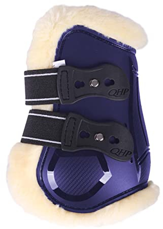 QHP Streichkappen Ontario Schnellverschlüsse Fellimitatfutter (Warmblut, Navy)
