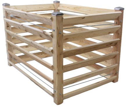 Compostiera moderna singola, ca. 80 x 120 cm, altezza 80 cm, in legno di larice, compostiera in legno massello