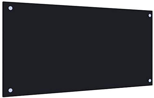 AUVYI Küchenrückwand aus Hartglas 80x40 cm Schwarz Spritzschutz Glas Herd Spritzschutz Glas Spritzschutz Küche Glas Spritzschutz Hinter Herd Küchen Wandschutz Glasplatte Küche