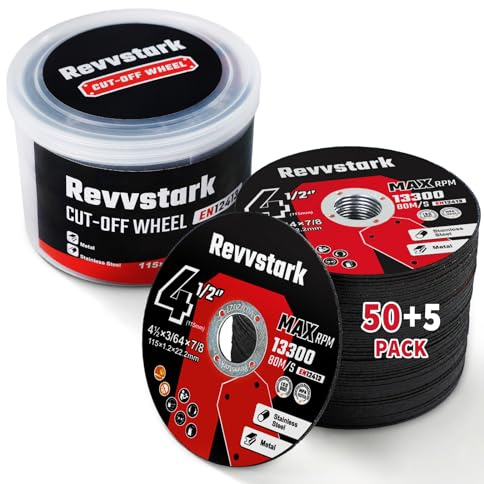 Cut Off Wheels 55 Pack, 4 1/2 Inch Cut-Off Wheel, 4.5 x .045 x 7/8 Metal & Stainless Steel Cutting Wheel for Angle Grinder, Ultra Thin Cutting Discs (4-1/2 x .045 x 7/8 inch Grinder Wheel)