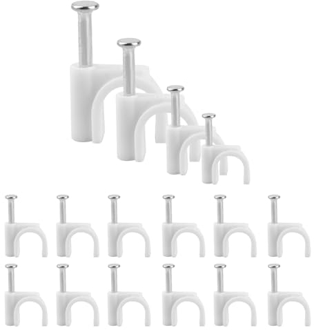 400 Stück Kabelschellen Nagelschellen, Kabelhalter Wand, Kabelclips, Runde Kabelklemmen mit Nagel, Kabel Halter Cable Clips Clamps, Kabel Befestigungen Wand für Kabel, 4mm/6mm/8mm/10mm