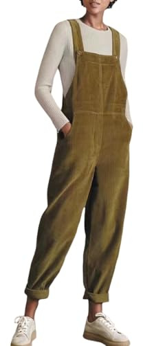 KBOPLEMQ Mono de pana para mujer, retro, elegante, monos lisos, casual, oversize, overalls de corte regular, overalls, mono, pantalones, pantalones harén con bolsillos, cómodo verano sin mangas, monos
