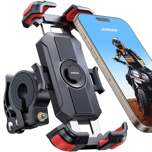 JOYROOM Motorcycle Phone Mount Holder, [Metal Tie Rod][1s Auto Lock] Bike Phone Mount Holder Handlebar Clamp - [No Shake] Bicycle E-Bike Scooter Phone Holder for iPhone 16/15 Pro Max and so on