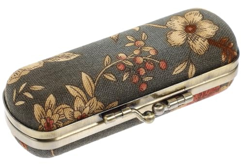 Beaupretty Vintage Lipstick Storage Box Retro Lipstick Holder for Women Travel Cosmetic Organizer Mirror Navy Blue