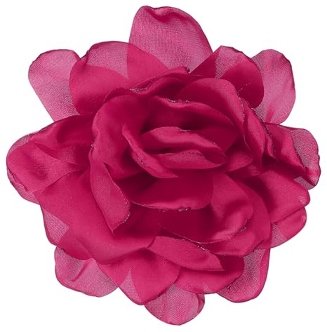 PATIKIL Flor Broche de Seda Satén, Peonía Pinza de Pelo Flamenca Clip Grande Solapa Accesorio para Mujer Boda Fiesta Cumpleaños Baile Banquete Vestido Ropa Bolsa Decoración, Rojo Rosado