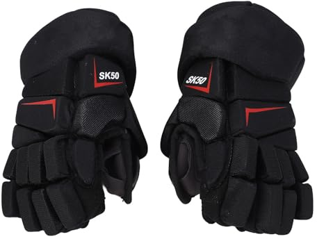 Aoaoy 1 paio di guanti da hockey su ghiaccio, traspiranti, protezione per le dita, in tessuto di nylon EVA, guanti da hockey per giocatori (27,9 cm)