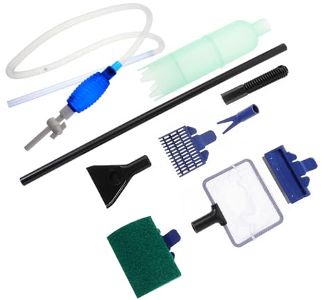 Veemoon Set Pulitore per Acquari 5 in 1 con Cambio Acqua a Sifone e Spazzola Intercambiabile, Strumento Professionale per Lavaggio Sabbia Stagno e Rimozione Detriti, Accessorio per