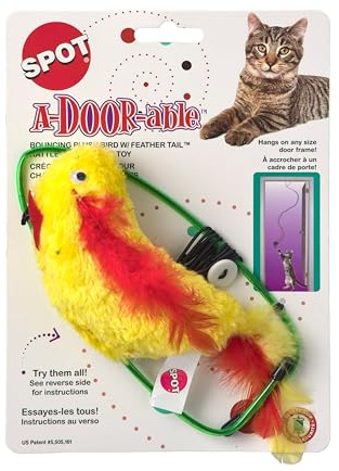 SPOT A-Door-Able Plush Bird Cat Toy | Rattle and Catnip Cat Toy Provides Hours of Entertainment for Your Cat | Hangs on Any Size Door Frame