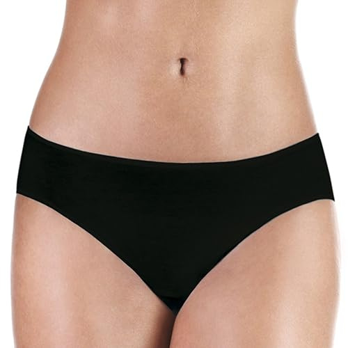 PROTECHDRY Washable Urinary Incontinence Bikini Underwear for Women, with Front Absorbent Area (Black, Large)