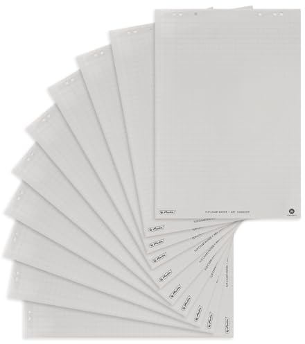 Landre 100050591 - Confezione da 10 blocchi di fogli per lavagna, 68 x 99 cm, 20 fogli per blocco, 80 g/m², colore: Bianco