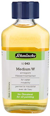 Schmincke - Medium W, 200 ml, 50 043 026, flüssiges Hilfsmittel für die Ölmalerei, ermöglicht Wassermischbarkeit von Ölfarben, geruchsarm