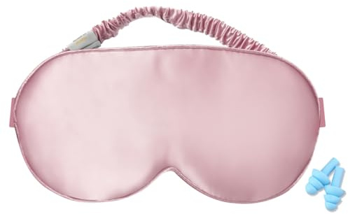 Sleep Mask,Silk Eye Mask for Sleeping Women/Men/Girls,19 Momme Both Sides 100% Pure Mulberry Silk Blackout Anti-Allergy Blindfold with Elastic Strap for Night,Travel,Nap,Meditation (Pink)