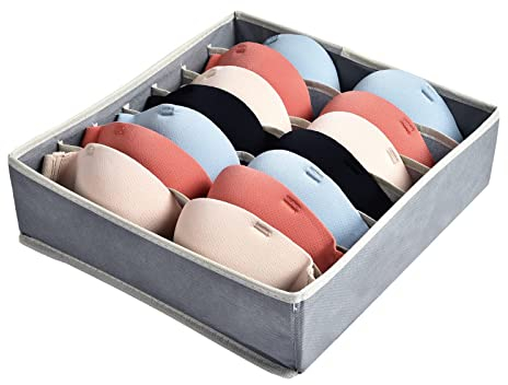 AiQInu Organizer Cassetti per Reggiseni,Organizzatore Cassetti Intimo Pieghevoli con 7 Scomparti,Organizer Armadio Biancheria Intima Divider Tessuto per Riporre Reggiseni,Calze e Cravatte