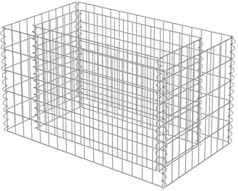 Mogou Gabionen-Hochbeet, Pflanzkübel, Kräuterbeet, Hochbeete-kit, Pflanztrog, Vertikalbeet, Pflanzgefäße, Pflanzencontainer, Verzinkter Stahl 90×50×50 cm