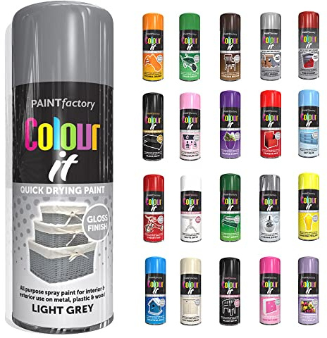 SCHNAZZ 1 x All Purpose Light Grey Aerosol Spray Paint 400ml Fast Dry, Quick Drying Spray and Excellent Coverage for Wood, Metal, Plastic, Glass and More