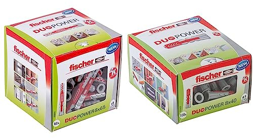 fischer DUOPOWER 8 x 65, Universaldübel, leistungsstarker 2-Komponenten-Dübel & DUOPOWER 8 x 40, Universaldübel, leistungsstarker 2-Komponenten-Dübel
