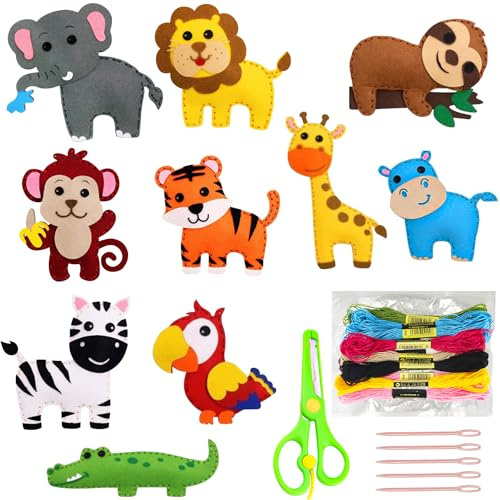 NTGRTY Kit de Couture Enfant,Kits d'Artisanat en Feutre,Kits de Couture en Feutre de Animal,Ensemble d'artisanat et de Couture pour Enfant Cadeau de Bricolage, Adapté aux Débutants