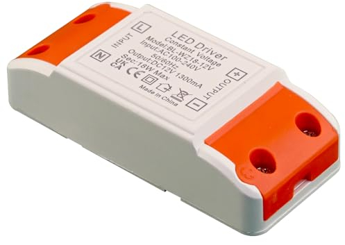 LED Trafo 12V Transformator 18W Trafo 230v auf 12V, kein Flimmern, kein Transformator-Rauschen Niedervolttrafo für G4 MR16 GU5.3 Lampe, 1er