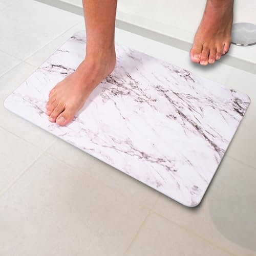 Pure 4Home - Tappeto bagno in pietra diatomite 60x40 cm, assorbente, asciugatura rapida, antiscivolo, carta vetrata per impurità e opacizzazione | Tappeto bagno assorbente (Arabescato)