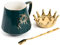 APEBAZY Creative INS Crown Ceramic Cup With Lid European Ceramic Mug Office Water Cup Home Breakfast Coffee Cups (VERT)