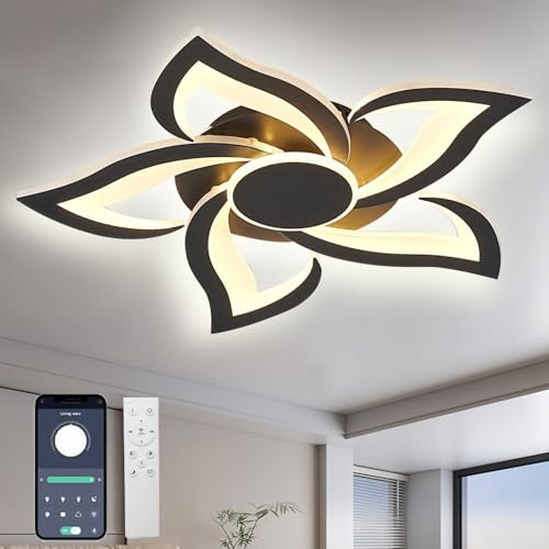 GWYAJTU Lampadario A Fiore Con Telecomando APP, Plafoniera LED Dimmerabile 3000K-6000K, Lampada Sospensione Moderna 36W Con Timer Per Camera Da Letto Cucina Soggiorno Ufficio