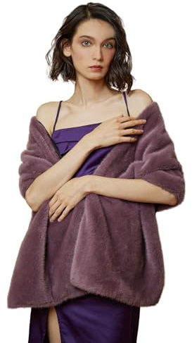 BEAUTELICATE Chal de piel sintética Estola de Pelo Invierno Bolero Mujer Fiesta Abrigo para Bodas Novia Dama de Honor (Lavender Purple)