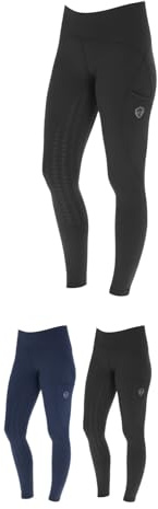 Covalliero – Ridleggings för kvinnor – leggings för ridning – ridbyxor med 2 mobiltelefonfickor – lätta och andningsbara – ridkläder i många färger och storlekar, svart, 36-38