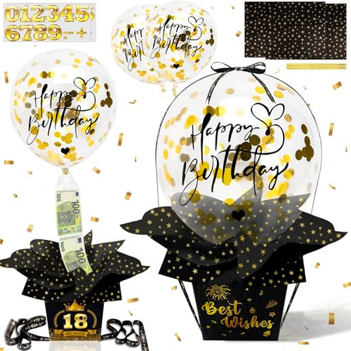 YeahBoom Geldgeschenke Geburtstag DIY Überraschungsbox mit Luftballons,Geldgeschenke Verpackung,Geld Geschenkverpackung für Ihre Familie, Kinder, Freunde,Luftballon Pull Up Geburtstag Geldgeschenk