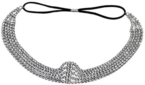 FOYTOKI Rhinestones Huvudkedja för Kvinnor och Elastisk Huvudprydnad med Glittrande Stenar för Bröllop Fester och Scenshower