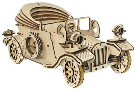3D Holzpuzzle Auto - Vintage Automobil Modellbausatz | Sammlerstück Vintage Fahrzeug Holzhandwerk Hobby Für Weihnachten Geburtstag Feiertage Und Festliche